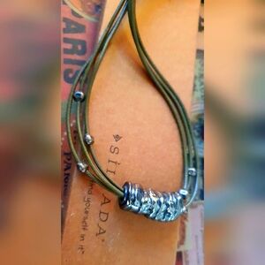 Silpada  Vintage Green Leather necklace